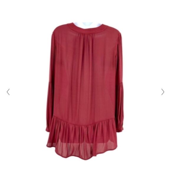 Ro & De maroon Split Neck peplum blouse - Picture 3 of 7